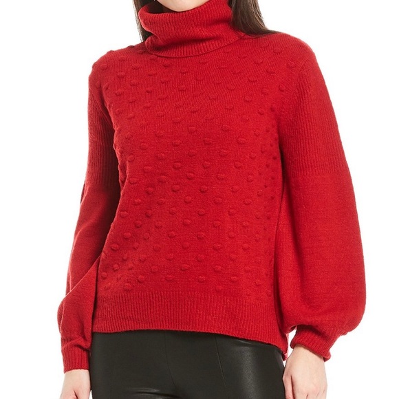 NWOT Gibson Latimer Red Popcorn polka Dot Sweater - Picture 1 of 16